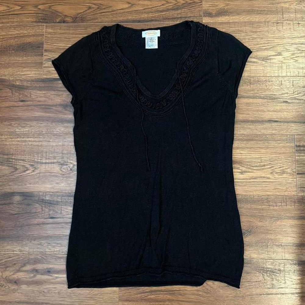 Vintage Talbots Linen Knit Short Sleeve Textured Details Womens‎ M Whimsigoth